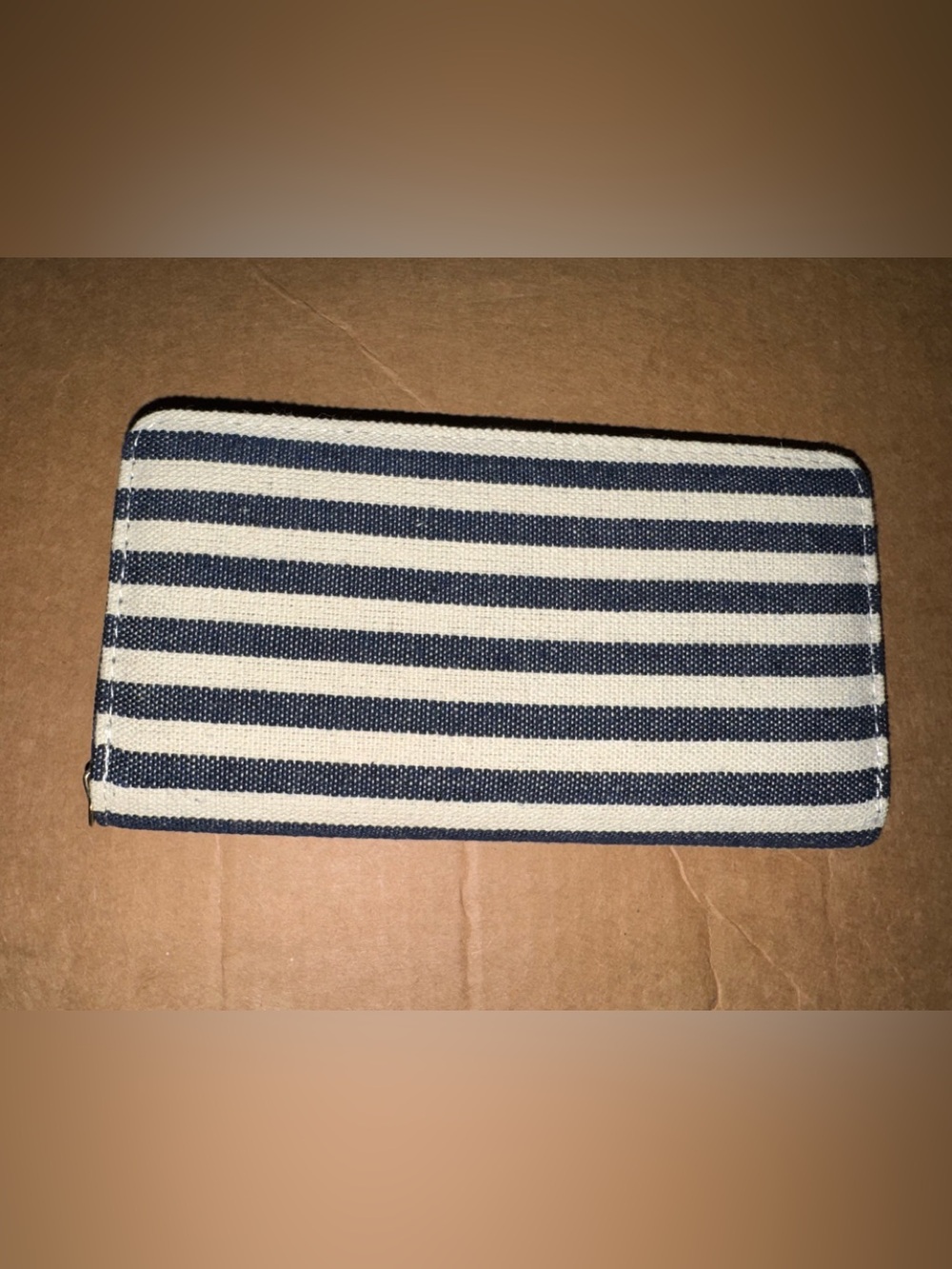 Navy Stripe Zipper Wallet NEW NWT